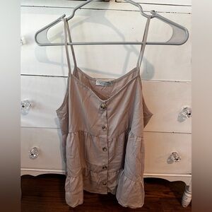 Tan button dress tank top